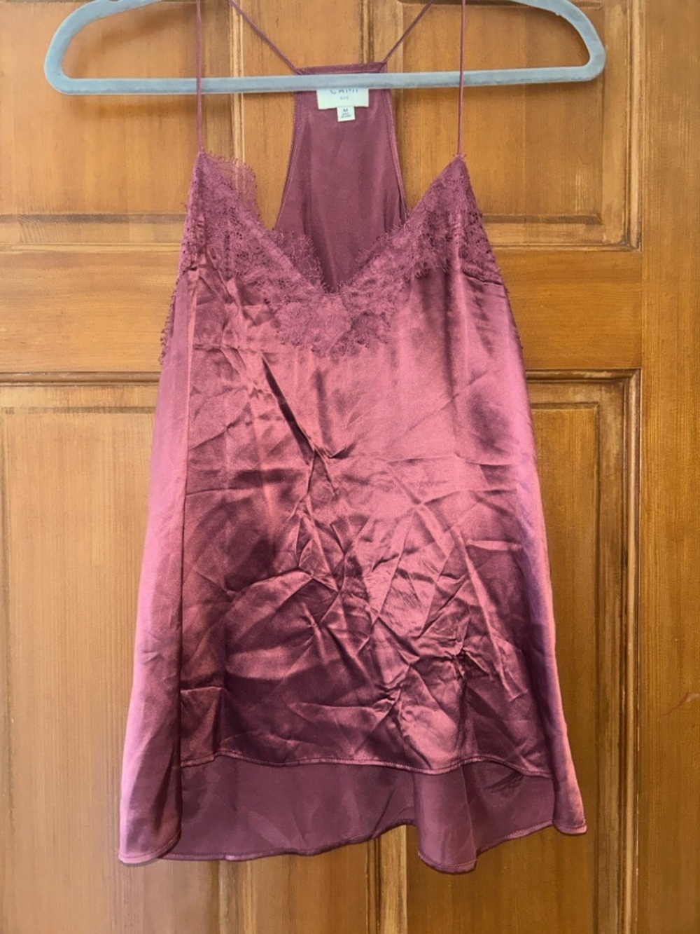 Silk Lace Trim Slip shirt  - Burgundy